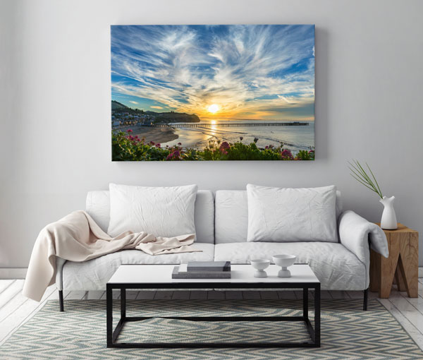 Fine art canvas hanging in living room