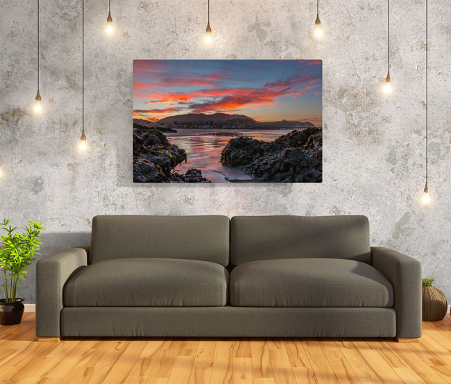 Fine art canvas hanging in living room